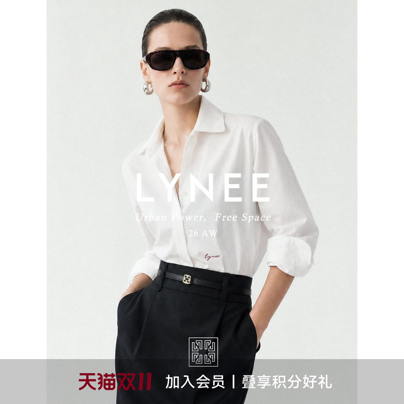 Lynee【All-Scene Shirt】Classic, Fashionable and Versatile White Shirt for Women, Regular Shoulder, Commuter Shirt, 2026 Autumn Lynee【All-Scene Shirt】Classic, Fashionable and Versatile White Shirt for Women, Regular Shoulder, Commuter Shirt, 2026 Autumn