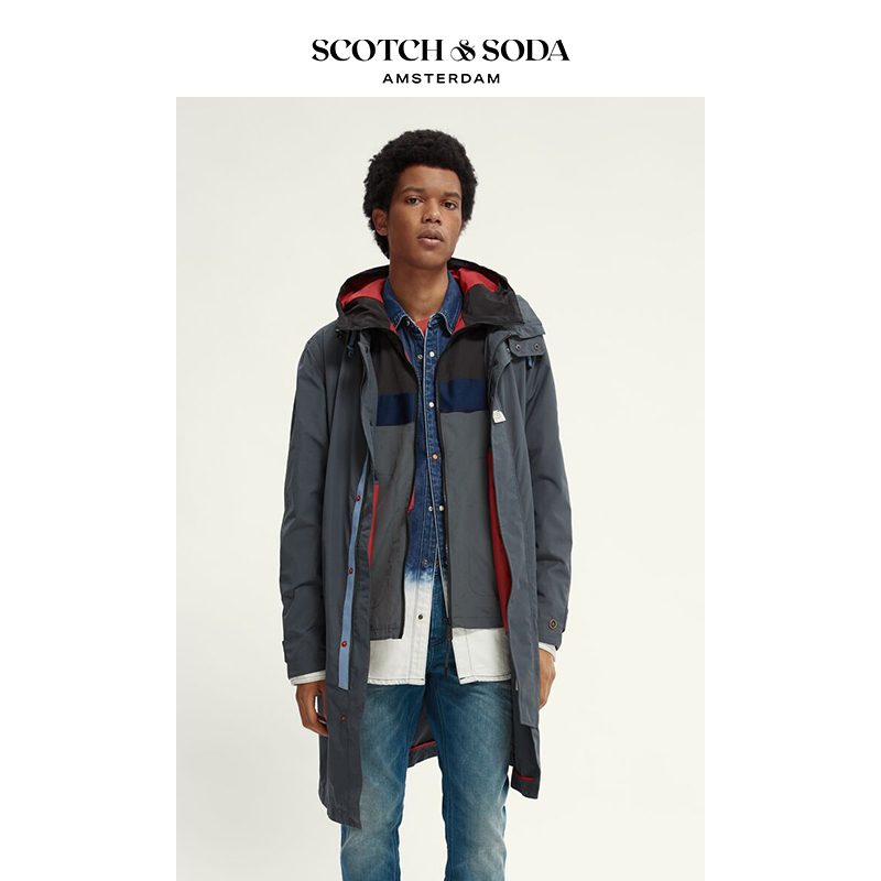 Scotch&Soda Dutch Soda Autumn/Winter New Detachable Parka Long Coat Men's Clothing