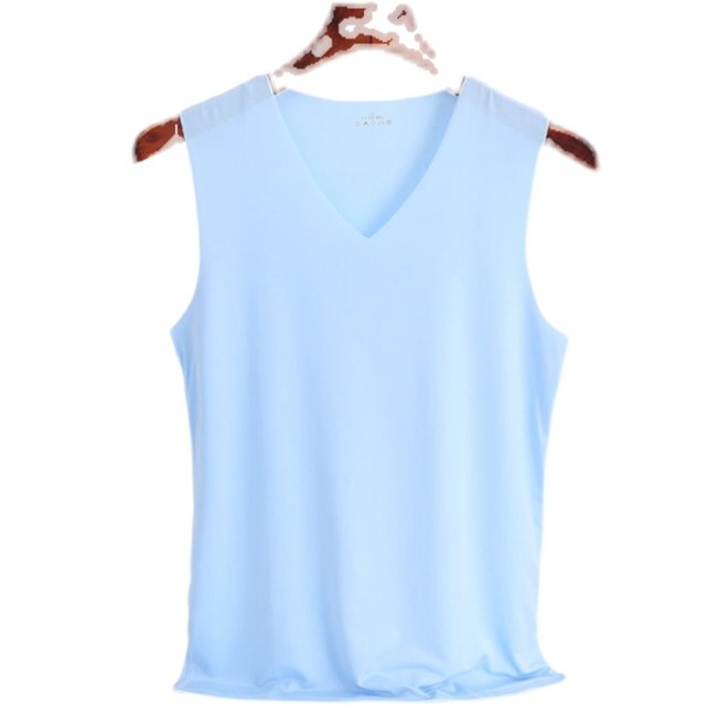 Yu Zhaolin Summer Traceless Ice Silk Vest Men's Basement Sports Hurdles Fitness Sweat-absorbent Quick-drying Solid White V