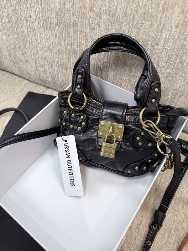 Uo Small Bag 2026 Summer New Large-Capacity Studded Retro Street Biker Bag Mini Shoulder Bag Phone Bag