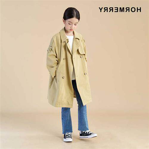 Casual Child Clothing 2023 Autumn/Winter Children Loose collar Coat Jacket Girl Foreign Air Hermi Mid-Sized Coat-Taobao