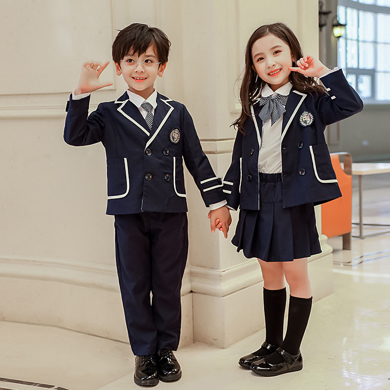 Kindergarten Entrance Garden Suit Spring Autumn Suit Inellen Wind Children Class Suit Choral Suit Elementary School Kids School Uniforms Three Sets