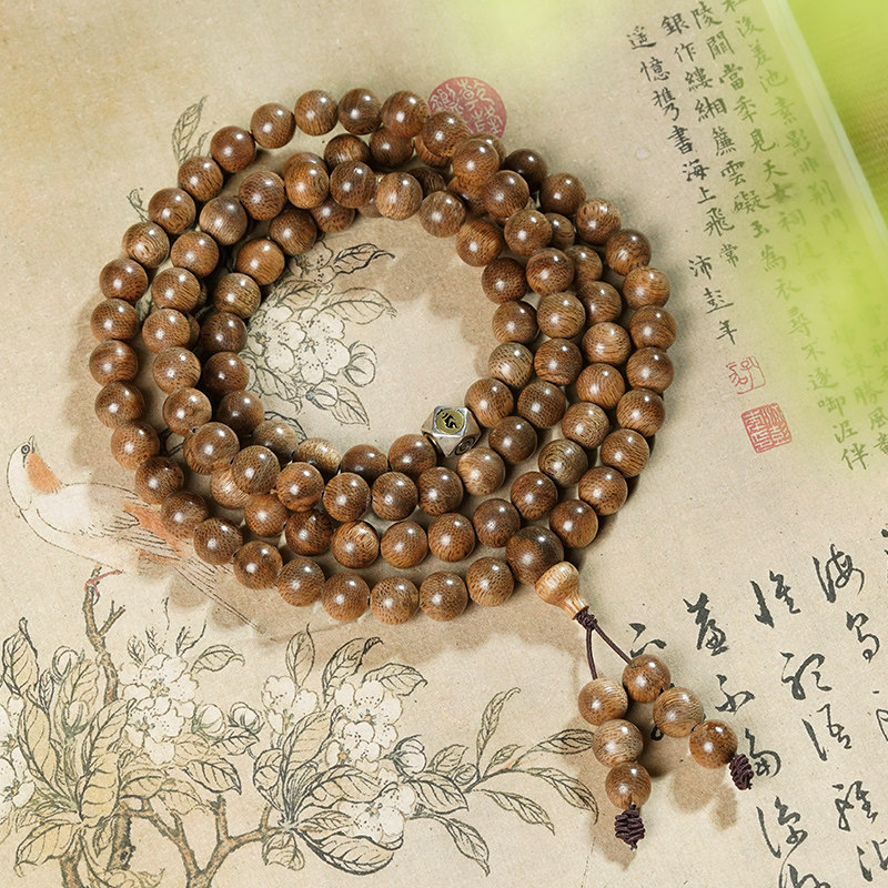 Authentic Natural Agarwood Bracelet 108 Honmei Buddha Transport bead bracelet 6.8mm male and female couple chanting Buddha beads