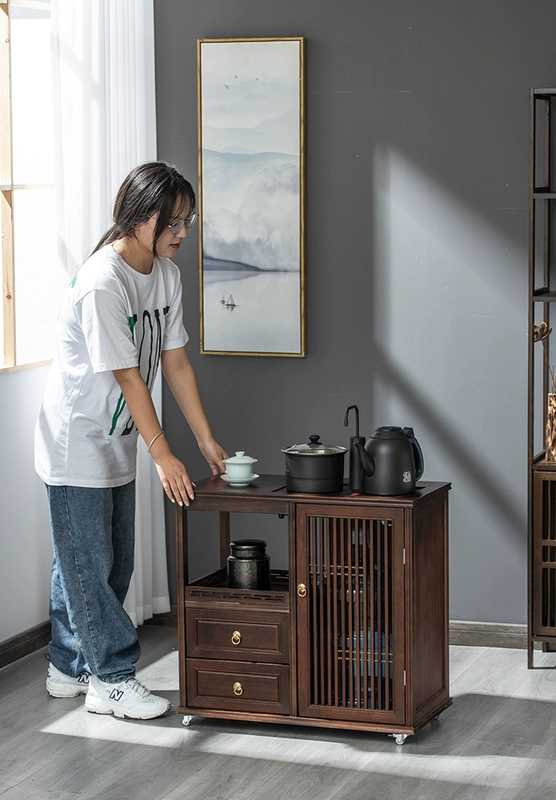 Tủ Trà Mới Phong Cách Trung Hoa Tủ Ăn Gỗ Chắc Chắn Phòng Khách Nhà Ấm Siêu Tốc Tích Hợp Nhỏ Đơn Giản Bàn Trà Bên Bàn bàn uống trà
