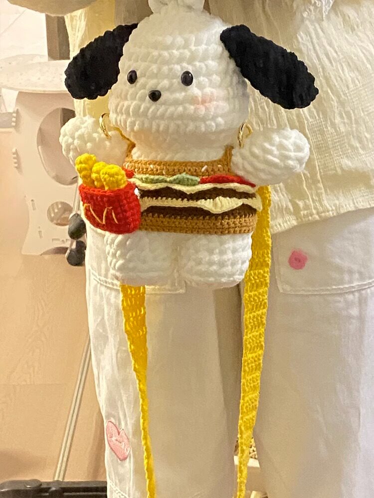 diy编织材料包 羊毛pacha狗汉堡手工编织diy材料女友冰条多巴胺肩袋娃娃
