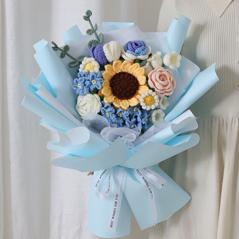 Handmade bouquet diy material package full set of finished products homemade hand-woven sunflower hand bouquet Valentine's Day gift