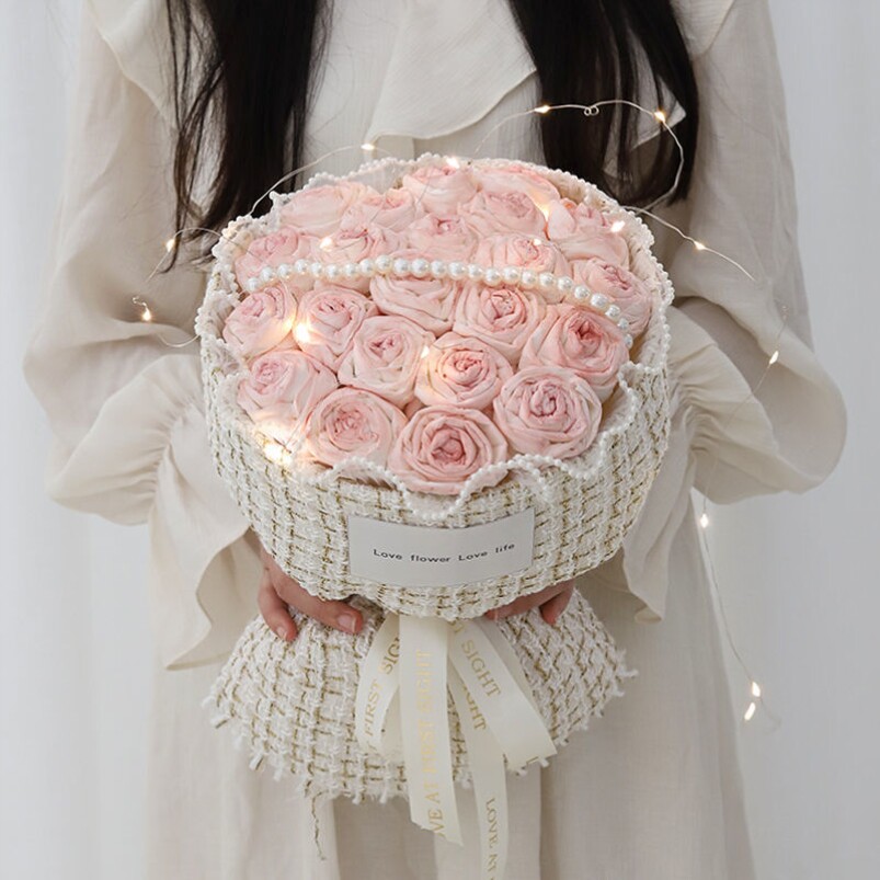 Creative diy paper towel blush bouquet small fragrant wind holding flowers wrapping paper material package set for girlfriend girlfriends