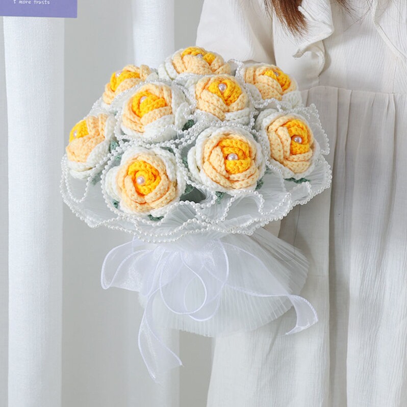 Diy girl heart knit gradient rose hand with flower veil wave veil paste packaging paper material