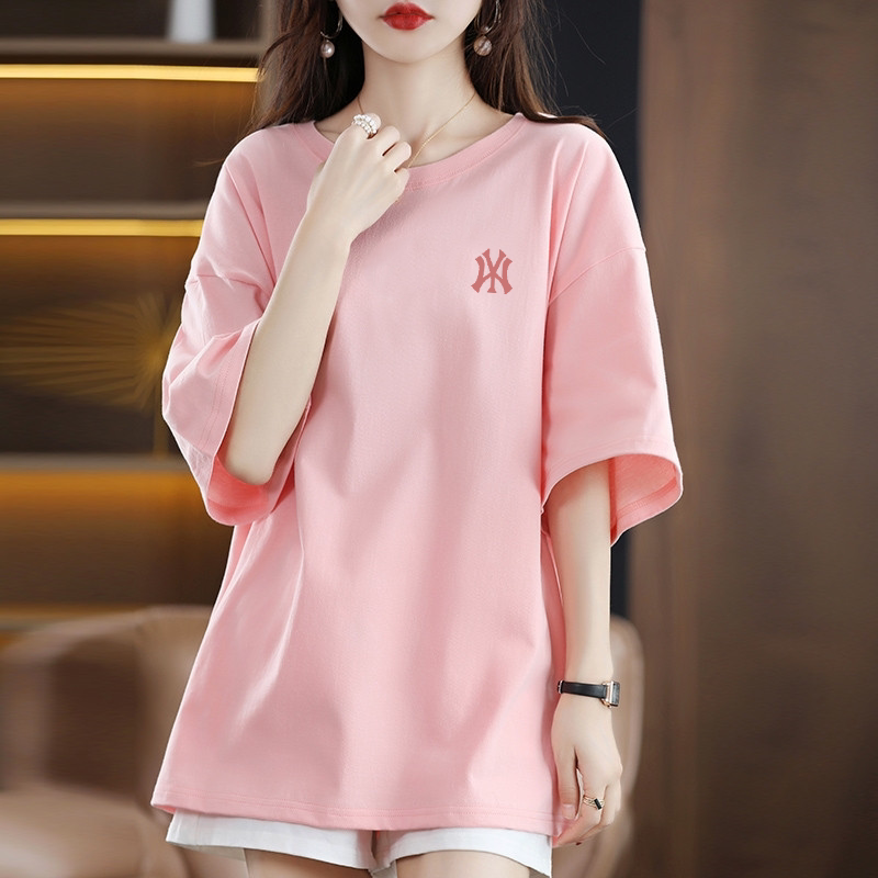 【90% off Special Zone】Outlet Genuine 100% Cotton Summer Plus-Size Loose Fit Butt-Covering T-Shirt for Women, Short-Sleeved