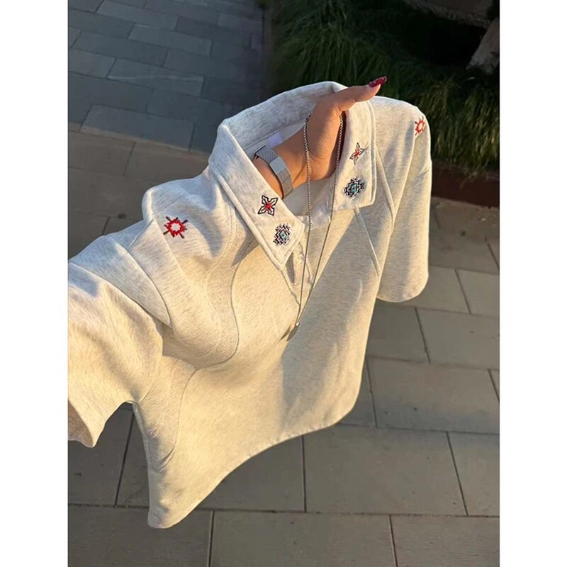 American Retro Embroidered Ribbed Patchwork Short-Sleeve T-Shirt for Men, Summer Design with a Stylish Turn-Down Collar, Cool Half-Sleeve Top American Retro Embroidered Ribbed Patchwork Short-Sleeve T-Shirt for Men, Summer Design with a Stylish Turn-Down Collar, Cool Half-Sleeve Top