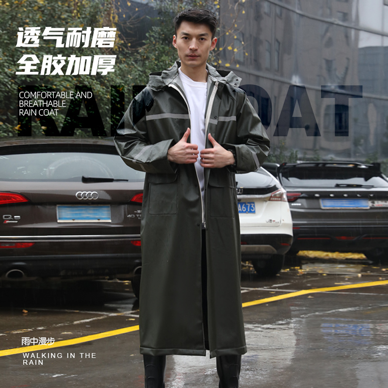Breathable Raincoat for Walking in the Rain, Adult Long Full-Body Rainproof Poncho for Men and Women, Single-Person Thickened One-Piece Reflective Raincoat