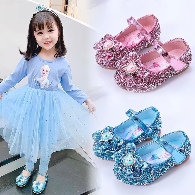 Love Sand Princess Children Shoes Crystal Esha 2022 Spring Summer Children Single Shoes Elsa Ice Age Girl Leather Shoes