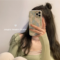 Peach shell ins oil painting graffiti iphone13 mobile phone shell suitable for apple 12 11promax protection x silicone xr female xsmax new 8plus soft 7 Korean wind