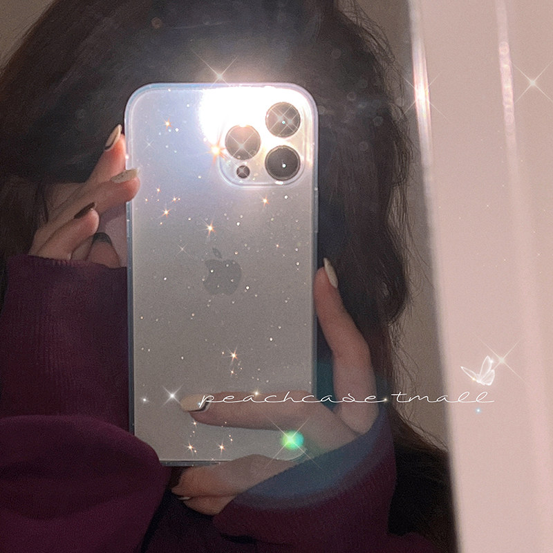 Peach shell ins immortals transparent and fine flash applicable apple 13 mobile phone protection shell iPhone12promax new 11 silicone xsmax female xr soft shell x Japan-ROK wind-proof and anti-fall