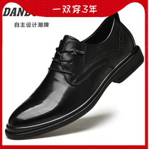 Leather Shoes Men Business Authentic Leather Soft-bottom Men Casual Shoes Groom Wedding Shoes Inlen Pointed Soft Face Leather Men Shoes