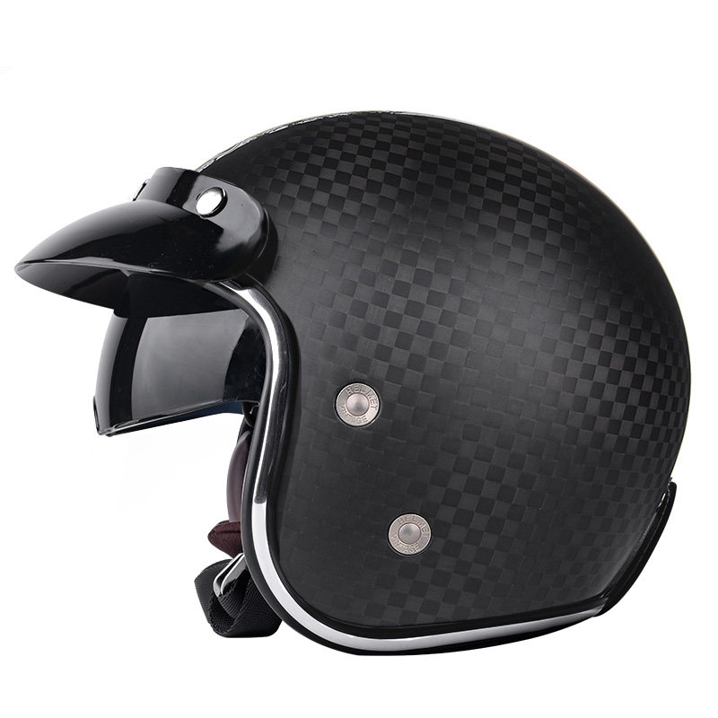 Mustang electric motorcycle helmet summer men and women four seasons universal carbon fiber half-covered off-road motorcycle helmet