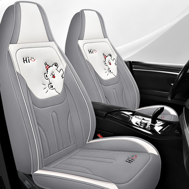 Чехол для автокресла four seasons универсальная мультяшная льняная ткань с полностью закрытой подушкой летний цельный чехол для автомобиля new energy vehicle