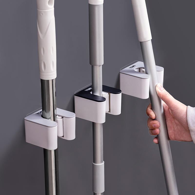 Mop Hook Thever Wall-mounted Powerful Sweep of Mop Make-up Room Fixed Buckle Clamps Free of perforated shelves