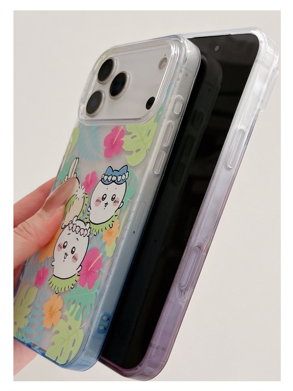 Bear Rabbit Cat Characters Gradient iPhone Case