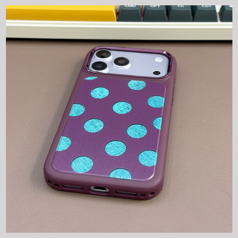 Polka Dots Burgundy Orange Light Gray Stand iPhone Case