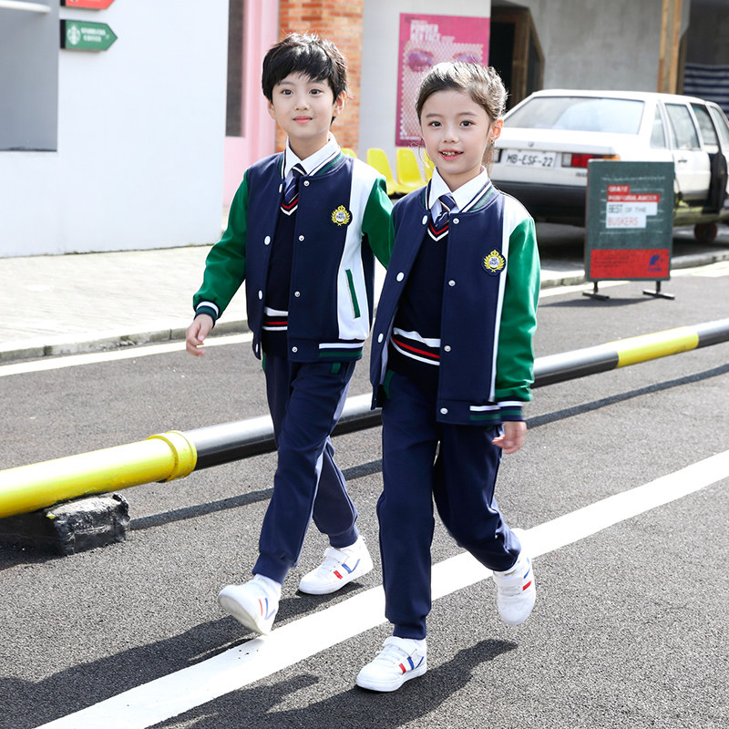 Kindergarten uniform spring and autumn clothing pure cotton children's class clothing first grade sportswear suit British style primary school uniform