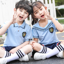 Kindergarten Garden Suit Summer Clothing Elementary School Students Graduation Photo Class Clothes Summer College Wind Children School Uniform Blue Short Sleeve Suit