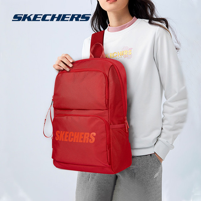 Skechers Skechers backpack ສີແດງແມ່ຍິງວິທະຍາໄລນັກສຶກສາເດີນທາງຄອມພິວເຕີຖົງກິລາ backpack junior ໂຮງຮຽນມັດທະຍົມຜູ້ຊາຍ