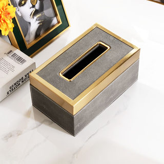 New emerald light luxury style tissue box simple r modern new Chinese style high-end luxury designer leather tissue box