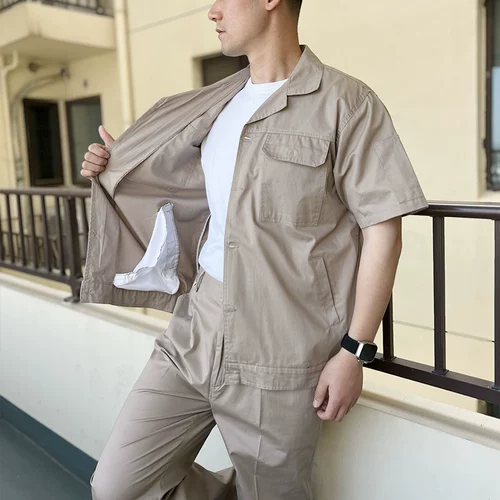 Хлопковая летняя тонкая футболка для работы, короткий рукав