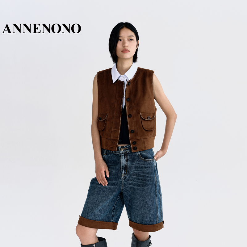 Annenono 2026 Autumn New Vintage Nomadic Style Embroidered Trim Workwear Vest Women's Layered Tank Top