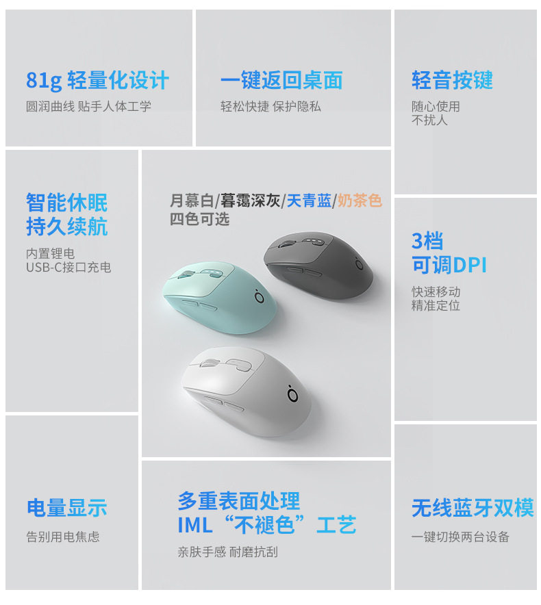 Проводная мышь 泉罗技术q5无线鼠标蓝牙双模适用笔记本静音办公可充电竞技滑鼠标