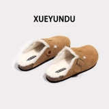 Флисовая нескользящая зимняя обувь, тапочки на платформе, 2024 года