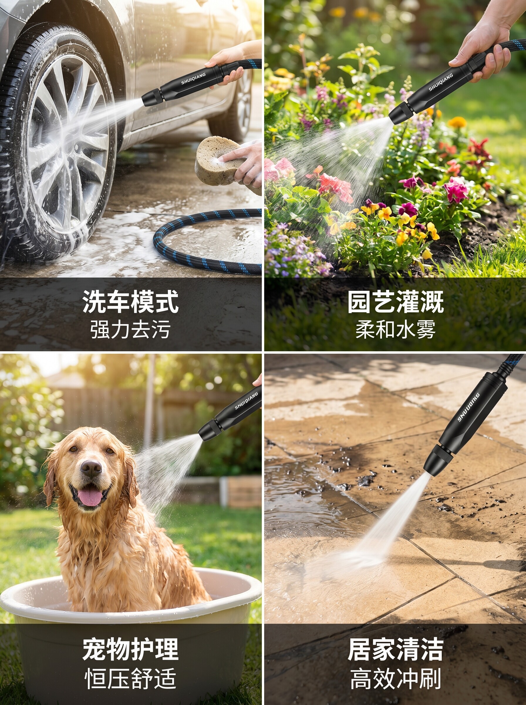 Popular foreign trade household high-pressure car wash water gun, multifunctional cleaning, efficient car washing, powerful ground rinsing, gardening watering hose