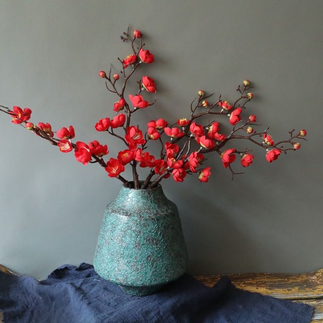 Simulated plum blossom ສາຂາຕົ້ນໄມ້ປະດັບຫ້ອງດໍາລົງຊີວິດສາຂາຂະຫນາດໃຫຍ່ bonsai ຜ້າໄຫມຈັດດອກໄມ້ bouquet ຈີນຕົກແຕ່ງດອກໄມ້ປອມຈັດການຈັດດອກໄມ້