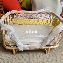 ins rattan pet bed dog house cat nest handmade bamboo and rattan childrens sofa princess bed photography shooting props