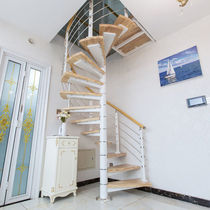 Rotating Stairway Indoor Loft small integral staircase duplex Villa Domestic column steel wood loft apartment Customized