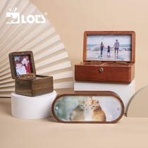 LOTS Retro Solid Wood Photo Frame Photo Swing Table Creative Octaphonic Box Music Box Advanced Sensei Birthday Girl Gift Girls