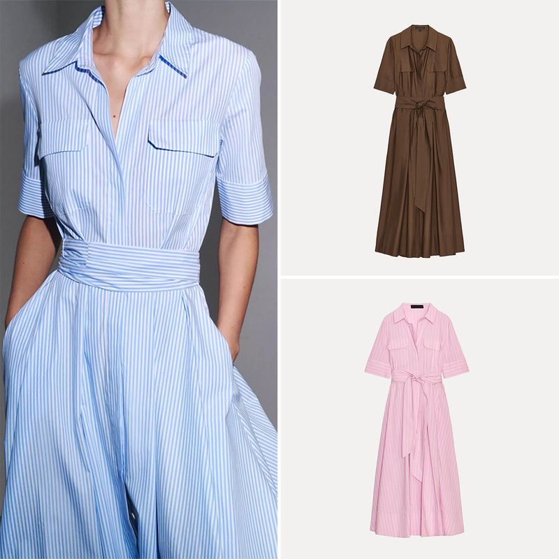 Cabinet 529! 2025 Summer New Women's Fashion European and American Versatile Casual Poplin Shirt-Style Dress 2640596 Cabinet 529! 2025 Summer New Women's Fashion European and American Versatile Casual Poplin Shirt-Style Dress 2640596