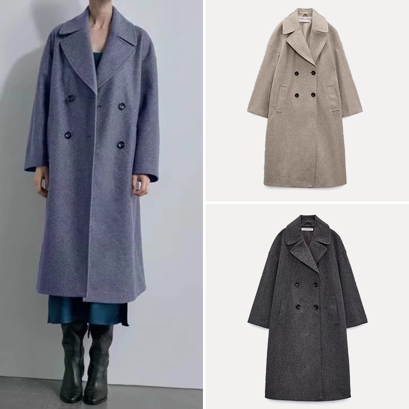 Cabinet 499! Women's New Double-Breasted Long Korean-Style Loose Suit with a Woolen Lapel Coat 3046293 Cabinet 499! Women's New Double-Breasted Long Korean-Style Loose Suit with a Woolen Lapel Coat 3046293