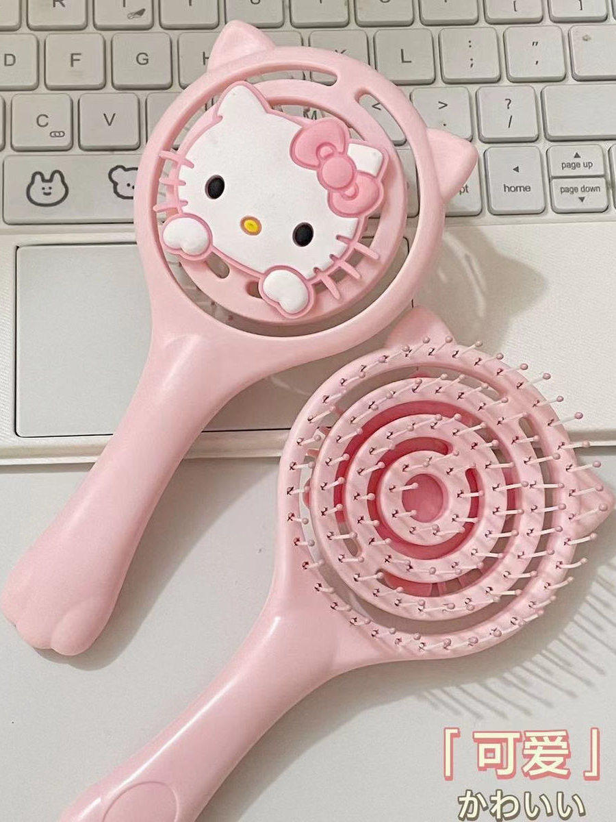 New Kt Cute Style Fluffy Hollow Comb for Makeup and Massage, Portable, High Aesthetic Value, Dual-Use, Suitable for Student Dormitories