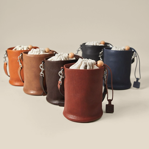 裘真 Кожаная сумка через плечо на одно плечо, из натуральной кожи, на шнурках, воловья кожа