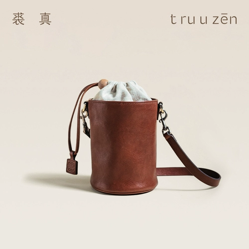 裘真 Кожаная сумка через плечо на одно плечо, из натуральной кожи, на шнурках, воловья кожа