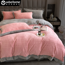 Vety Milk Suede Bed Four Pieces Of Winter Coral Suede Bed Linen Quilt Cover Bifacial Plus Suede Bed HAT BED KIT