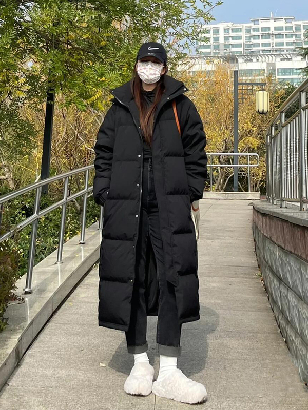 2025 New Extra-Long Over-The-Knee Thickened Cotton Coat for Men and Women, down Jacket for Women, Large Size, Loose Fit, Winter Chinese Style Jacket