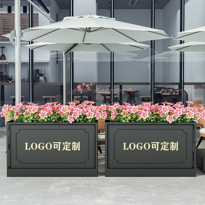 Outdoor wrought iron flower box flower trough rectangular flower bed creative courtyard square planting box partition combination customization
