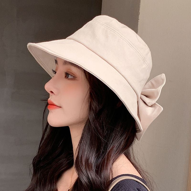 Cap Children's Day Bow Tie art Leisure shading hat Folding Basin Cap Rear Open Fork Fisherman Hat Woman Xia Han Version