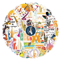500 music instruments saxophone personalized graffiti stickers clarinet laptop tablet guitar mobile phone piano car electric vehicle helmet suitcase water cup waterproof decorative stickers
