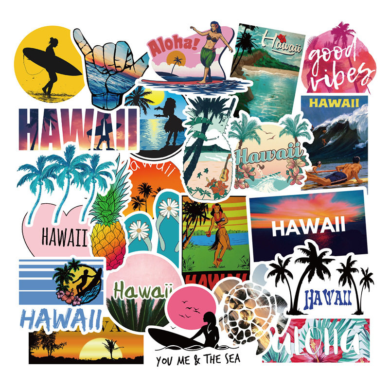 A must-have for your summer trip! 100 hawaii hawaiian stylish stickers ...