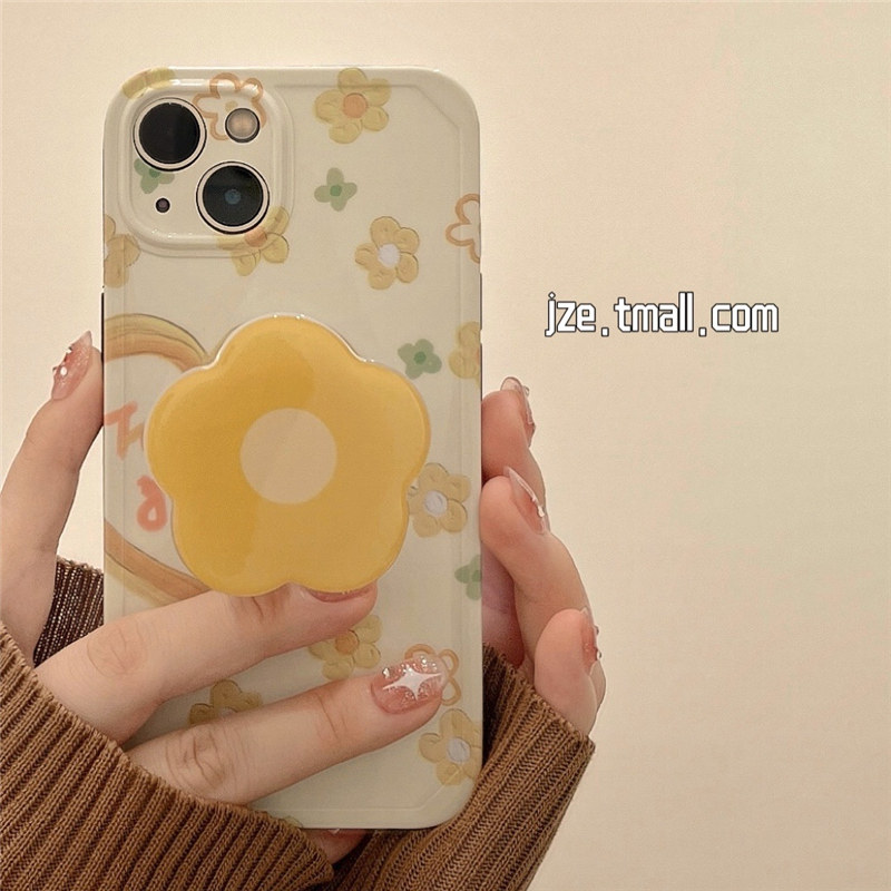 Summer love flower graffiti applies to Apple 13 promax with support mobile phone case iPhone 13 new 11 anti-fall xsmax silicone gel 12 female xr protection suit x niche