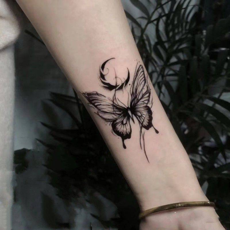 Butterfly Herbal Tattoo Stickers Waterproof Long-Lasting Juice Flower Snake Dark Style Stickers to Cover Scars and Tattoos